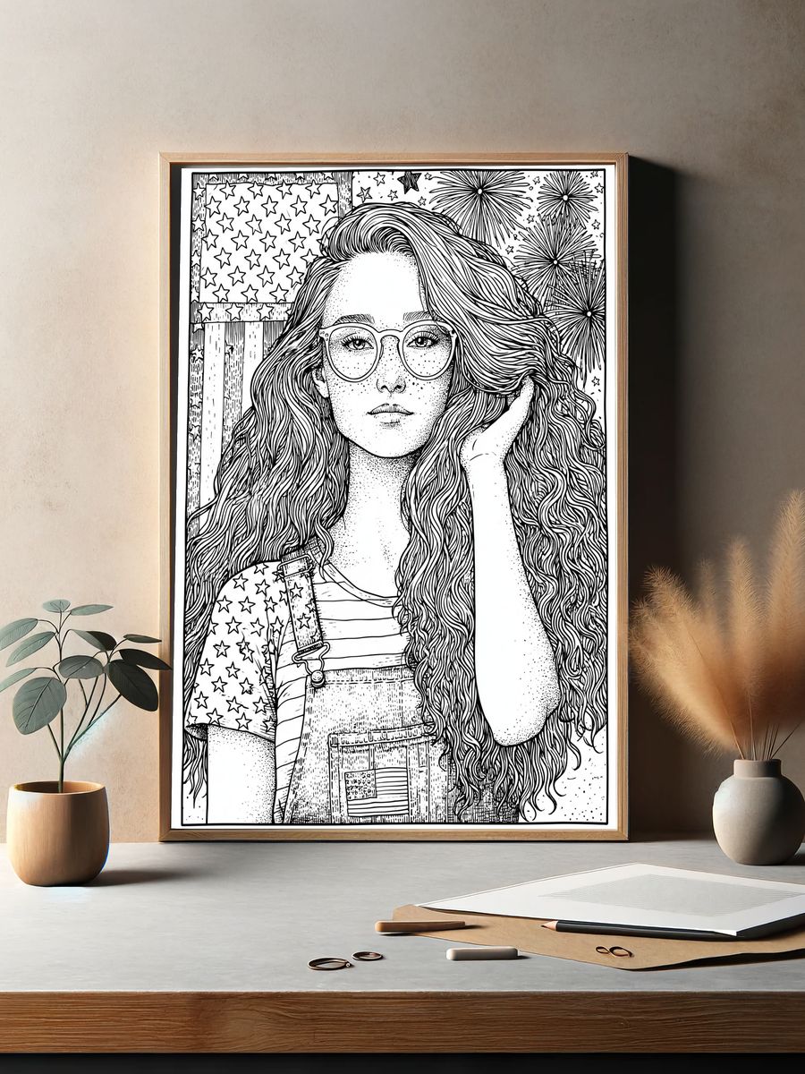 Patriotic Girl Portrait Print. — room view 2