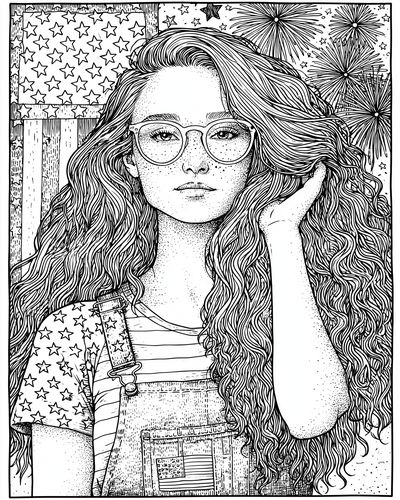 Patriotic Girl Portrait Print. poster