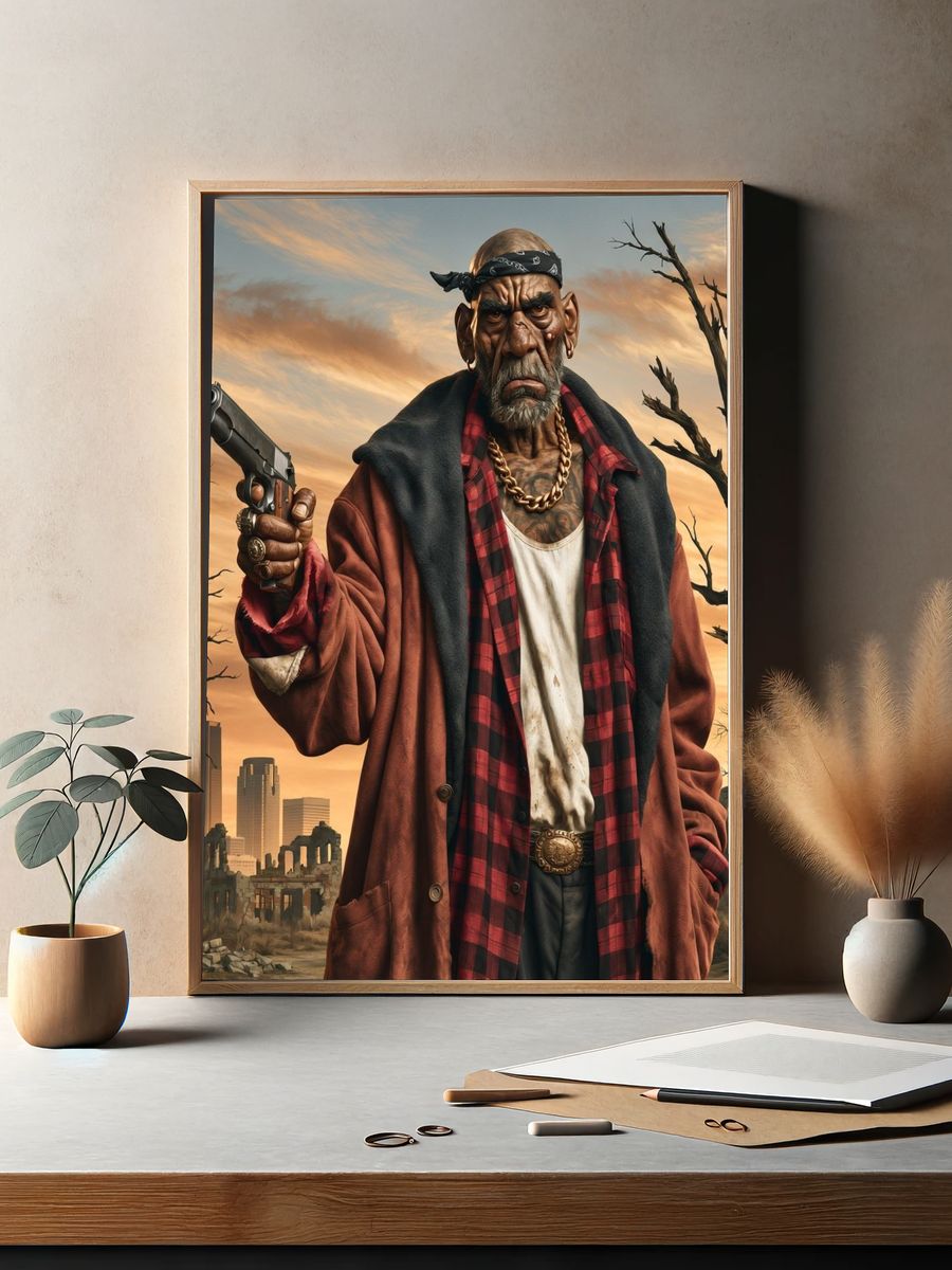 Post-Apocalyptic Gangster Illustration Poster. — room view 2