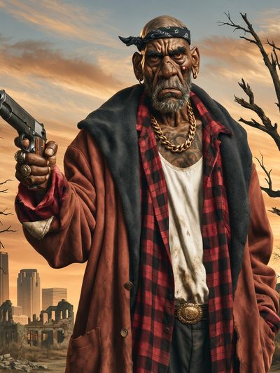 Post-Apocalyptic Gangster Illustration Poster. poster
