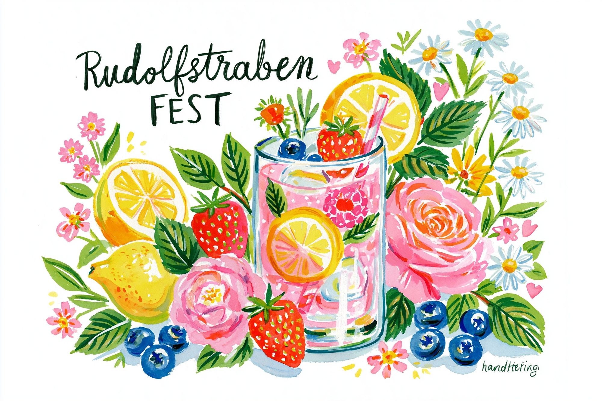Rudolfstraben Fest Watercolor Poster. poster — illustration art