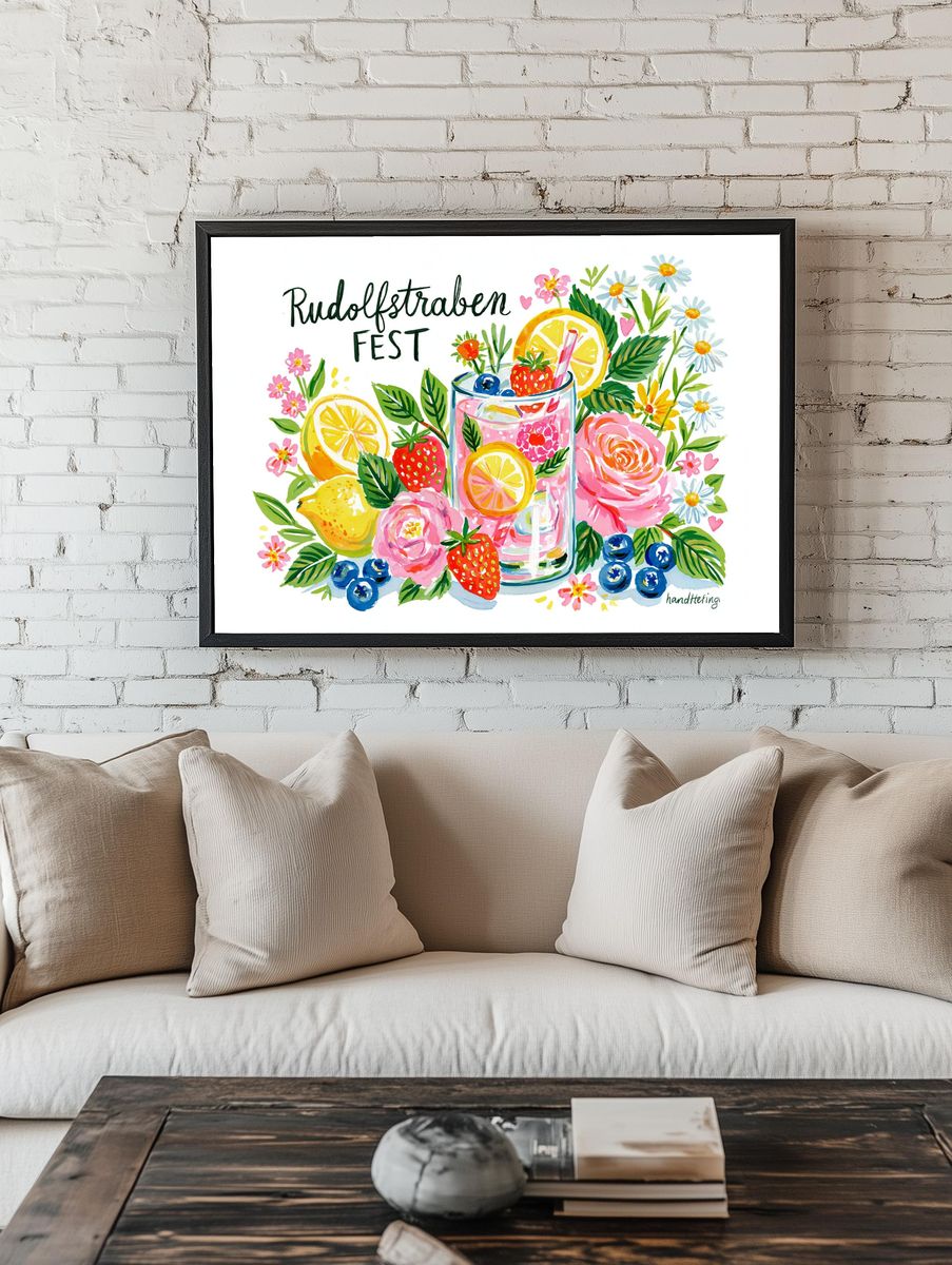 Rudolfstraben Fest Watercolor Poster. — room view 1