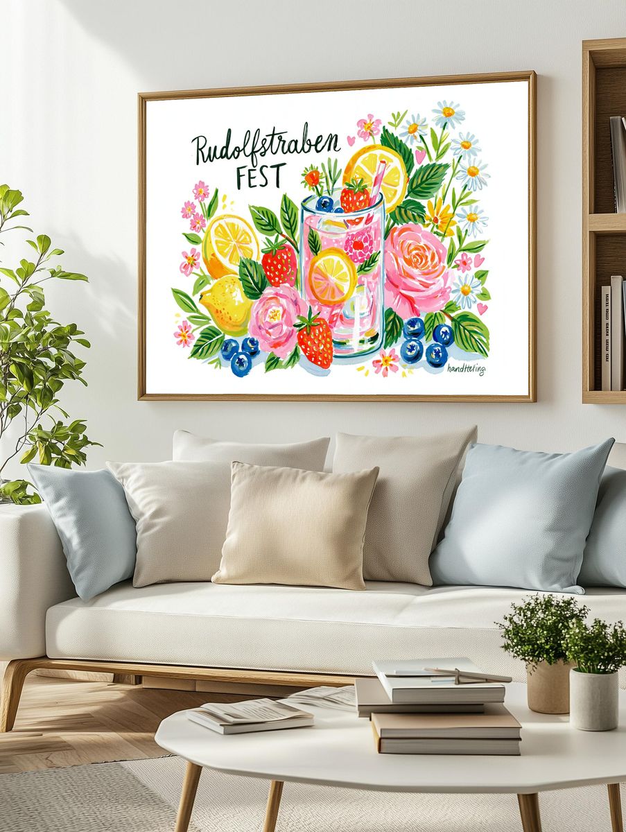 Rudolfstraben Fest Watercolor Poster. — room view 2