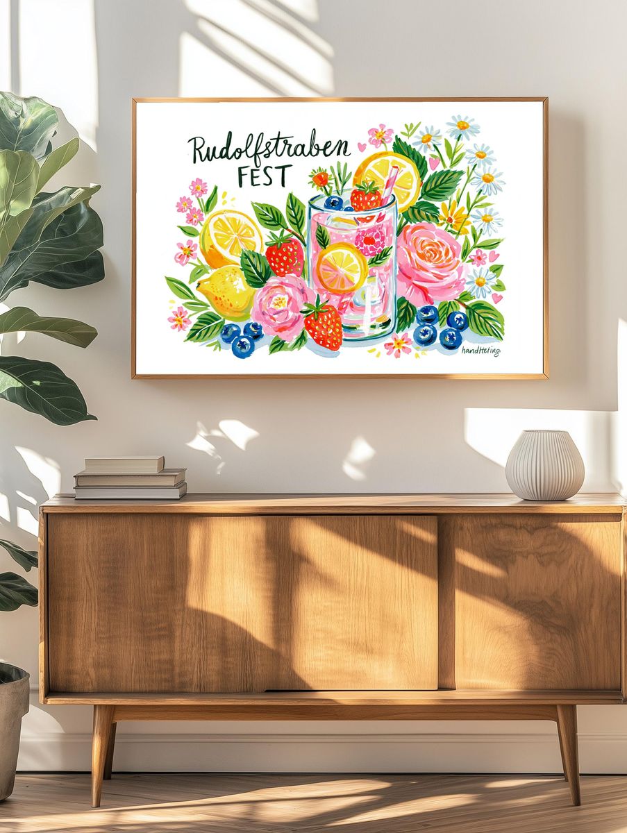 Rudolfstraben Fest Watercolor Poster. — room view 3