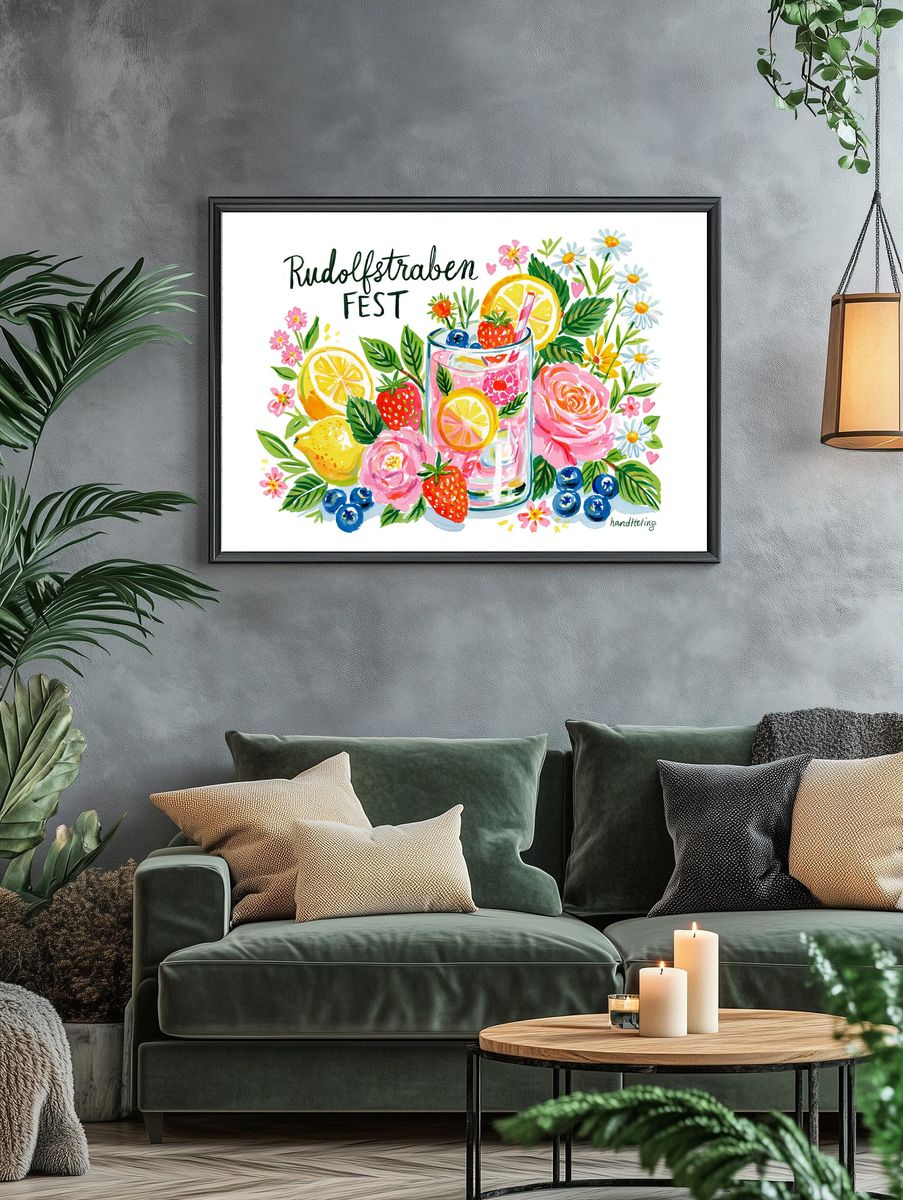 Rudolfstraben Fest Watercolor Poster. — room view 4
