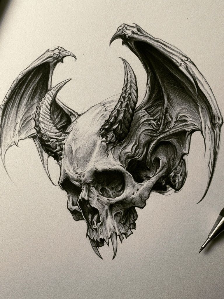 Demonic Skull Sketch Poster. poster detail