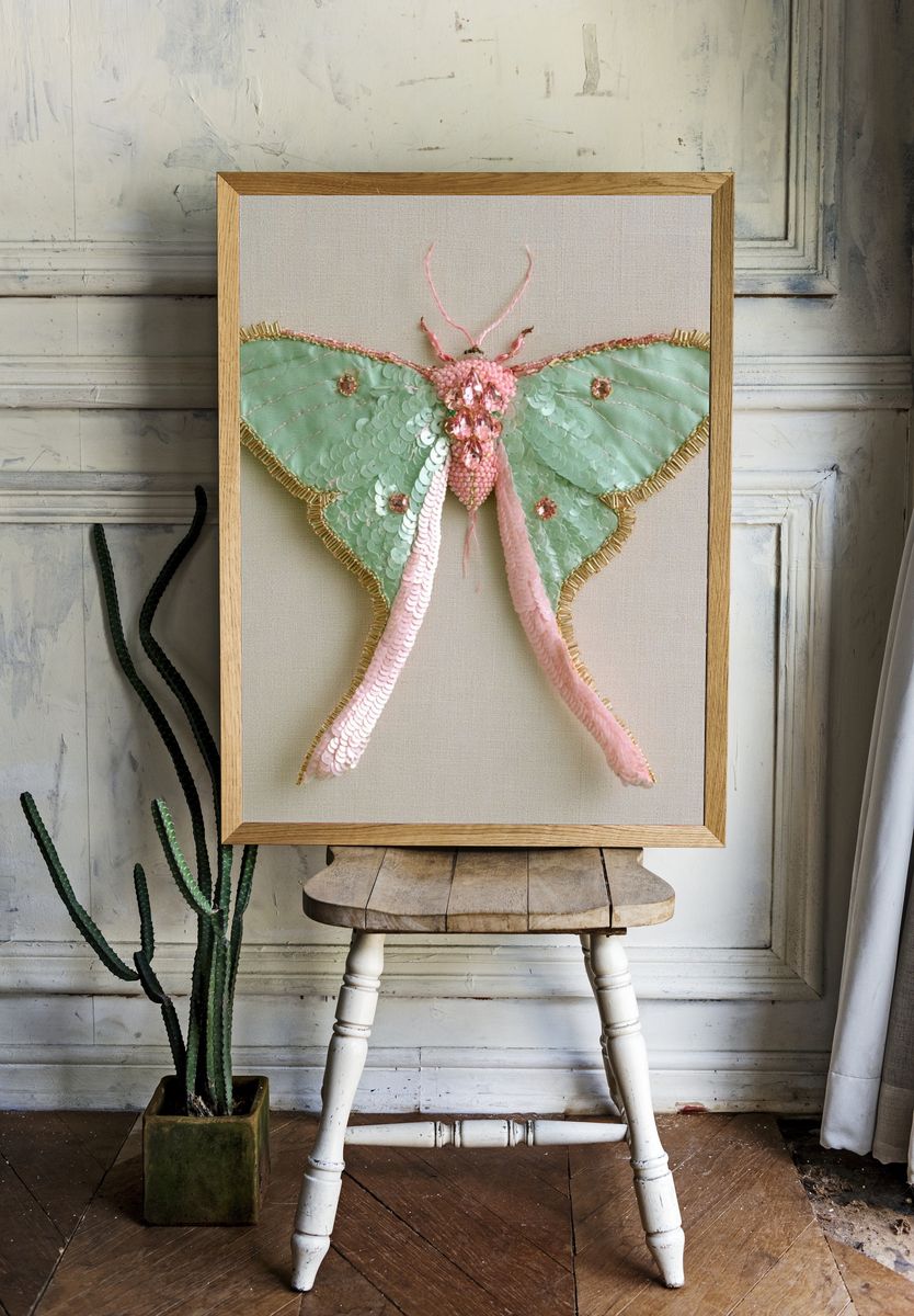 Pastel Moth Illustration Poster. — room view 1