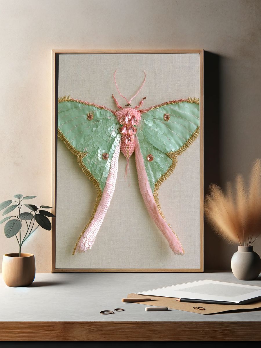 Pastel Moth Illustration Poster. — room view 2