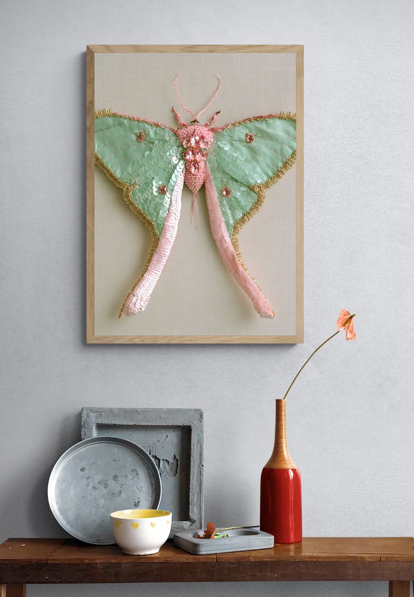 Pastel Moth Illustration Poster. — room view 3