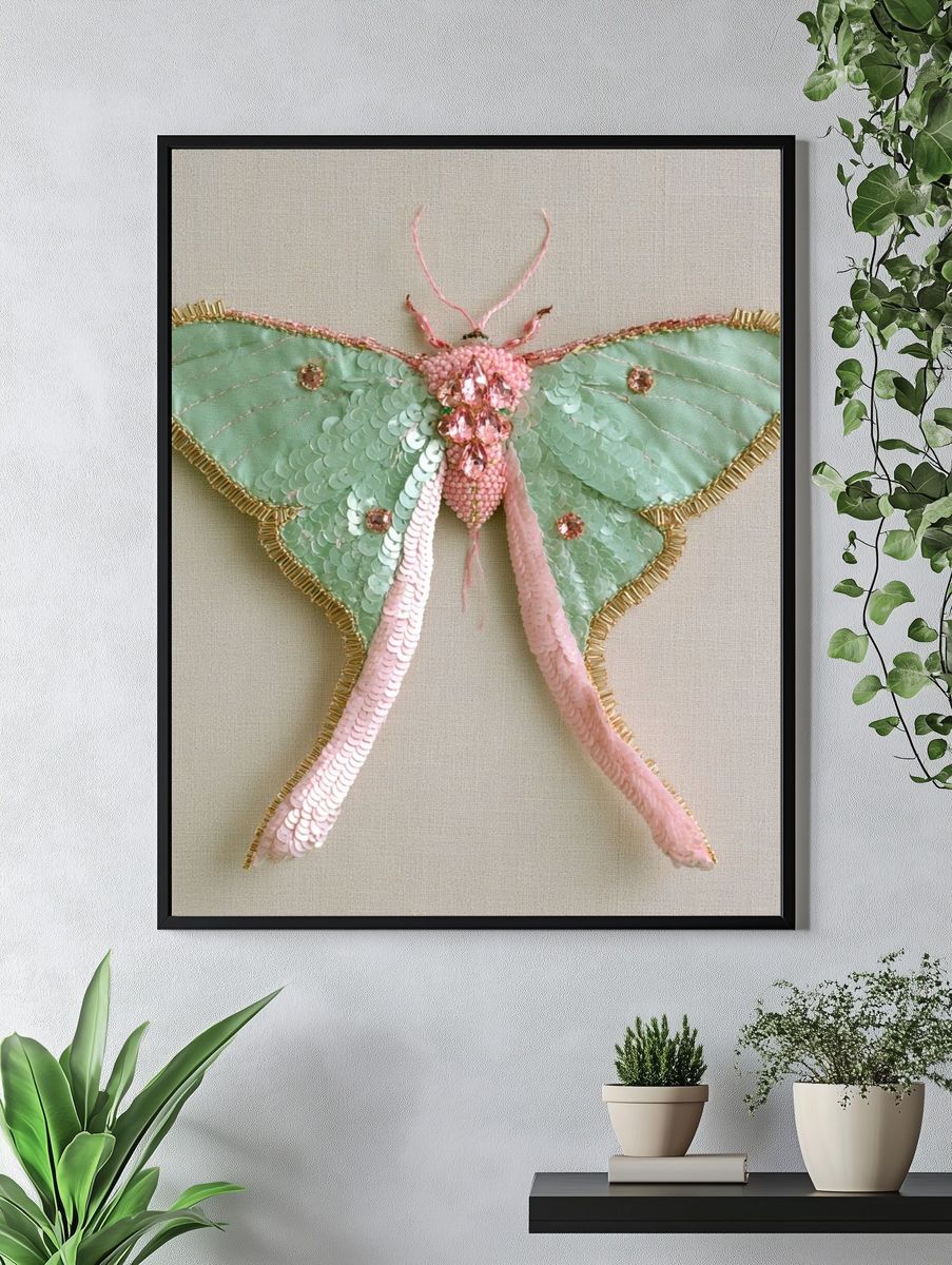Pastel Moth Illustration Poster. — room view 4
