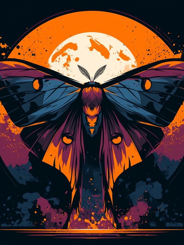 Moon Moth Digital Art Poster. poster — illustration art