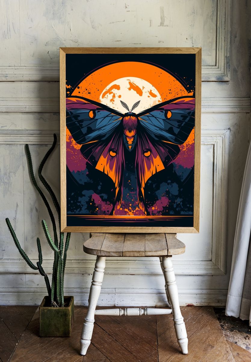 Moon Moth Digital Art Poster. room preview