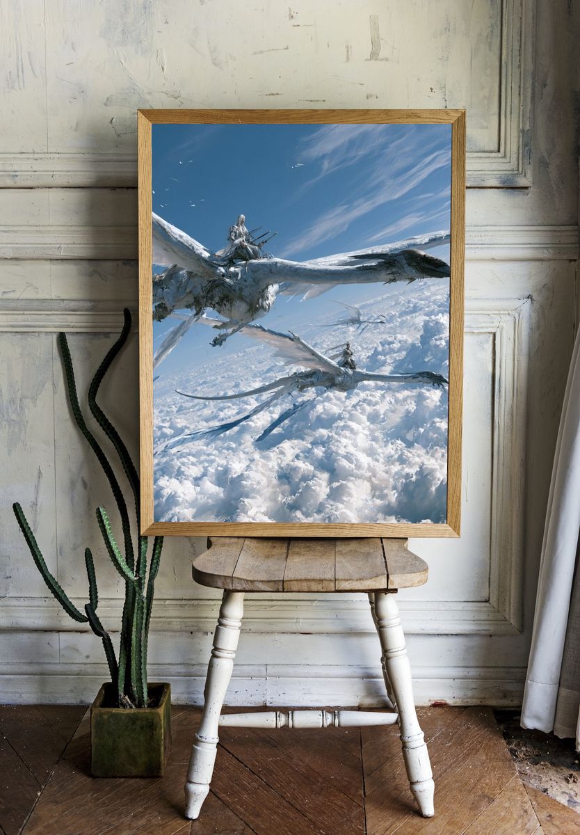 Sky Riders Fantasy Illustration Poster. room preview