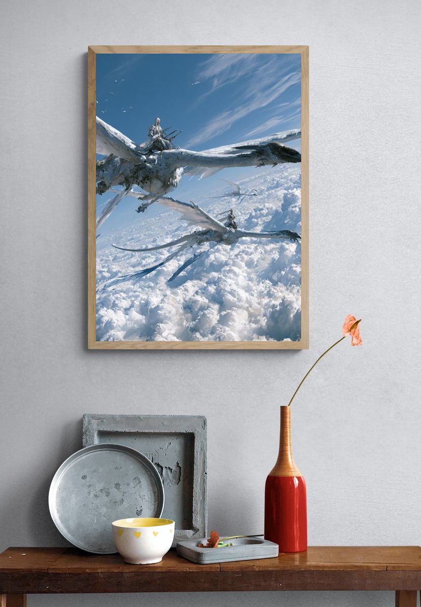 Sky Riders Fantasy Illustration Poster. — room view 3