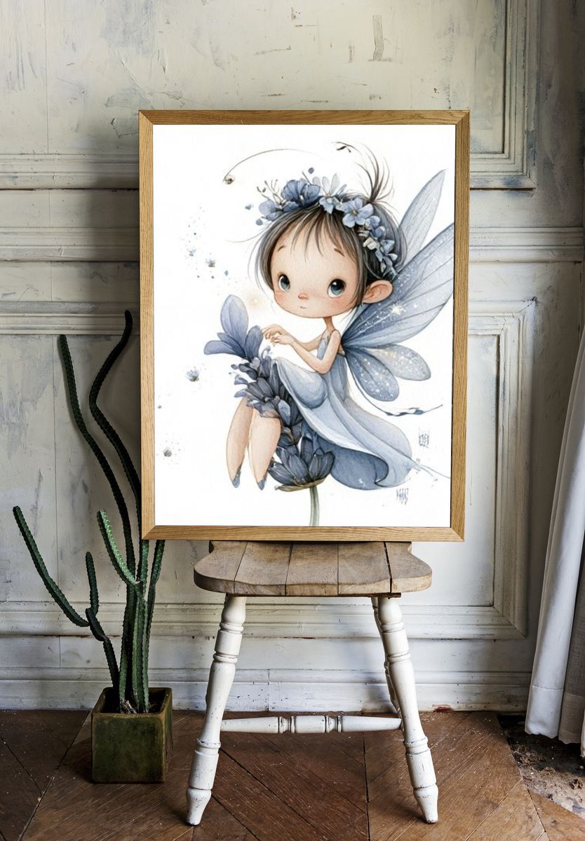 Blue Fairy Watercolor Print. — room view 1