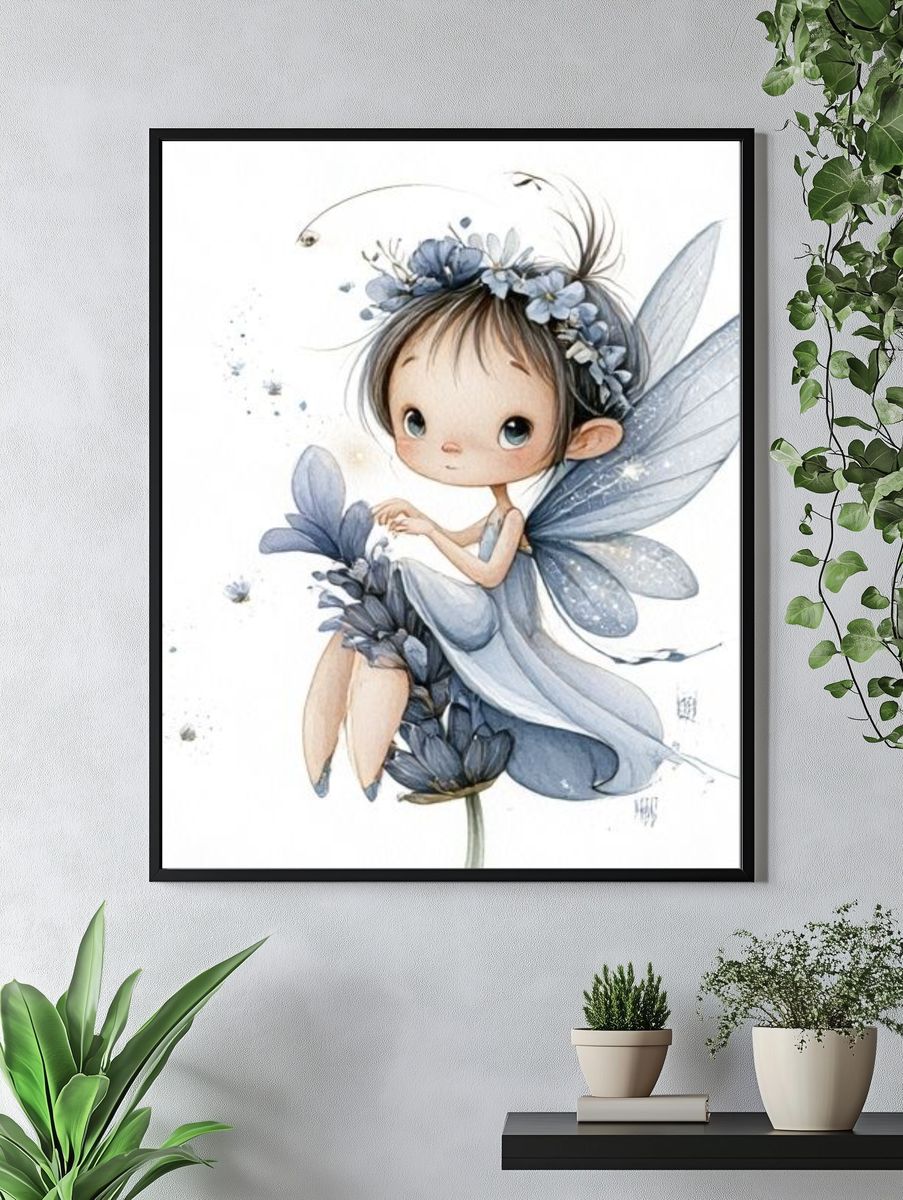 Blue Fairy Watercolor Print. — room view 4
