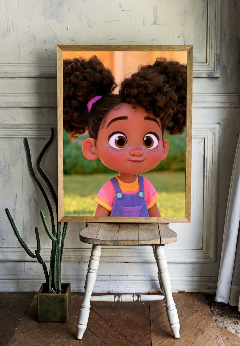 Smiling Girl Portrait Illustration Poster. — room view 1
