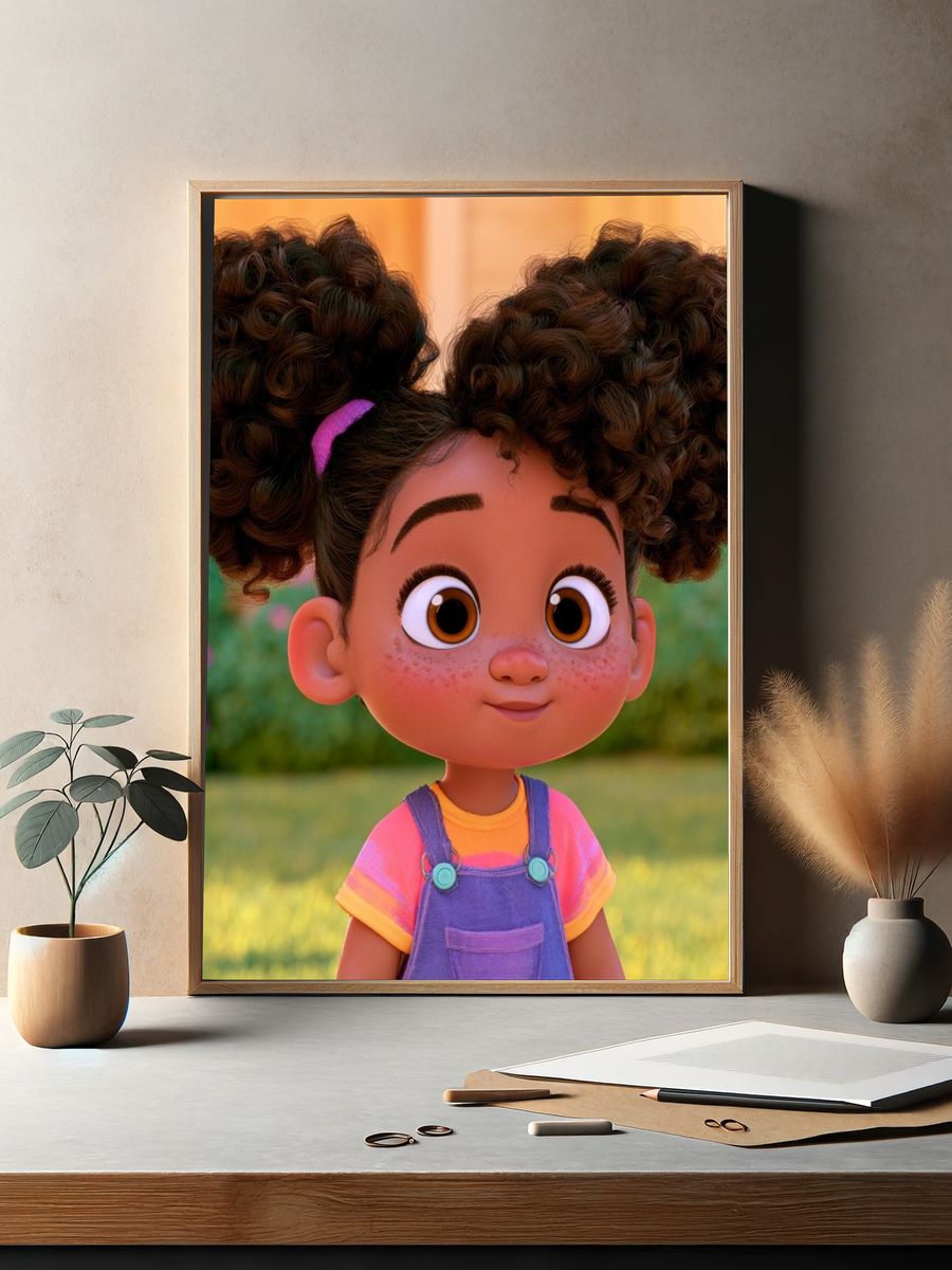 Smiling Girl Portrait Illustration Poster. — room view 2