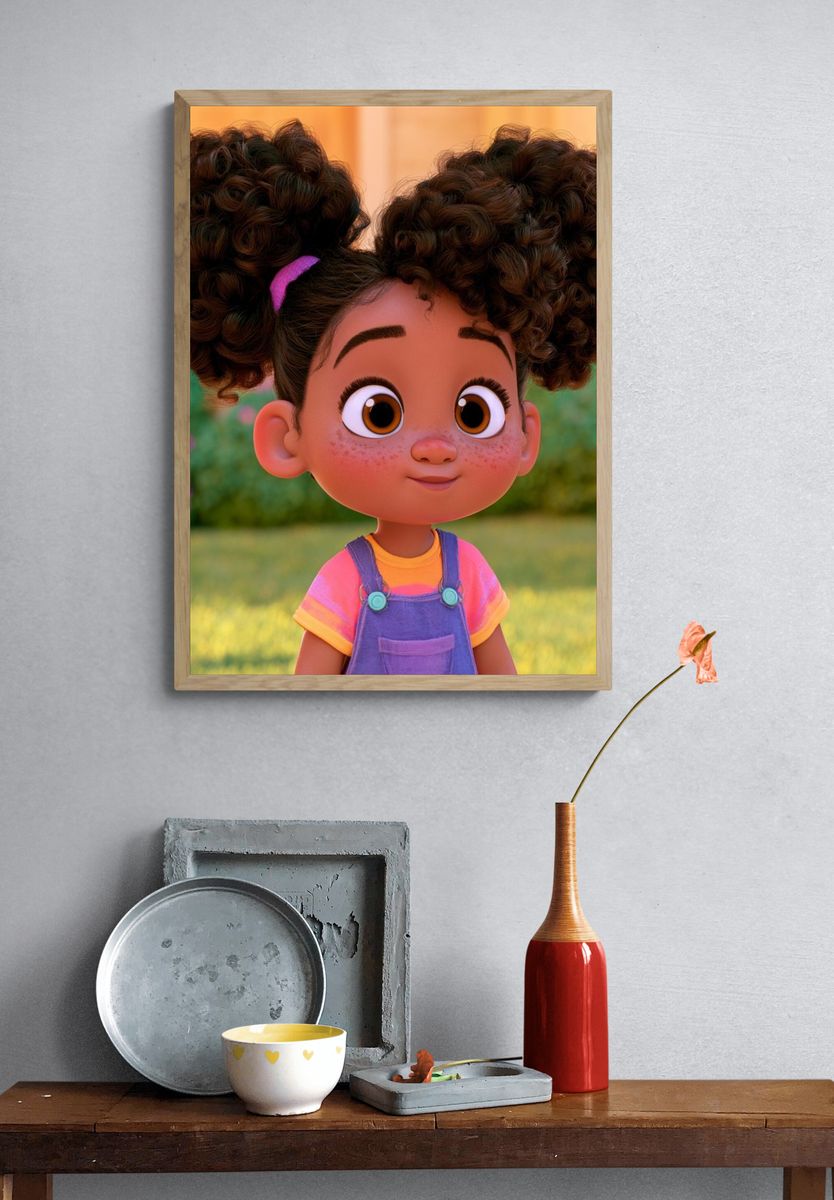 Smiling Girl Portrait Illustration Poster. — room view 3