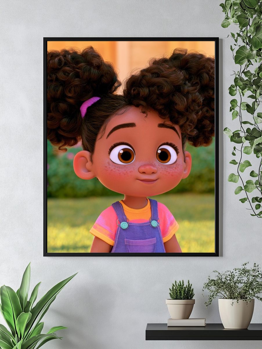 Smiling Girl Portrait Illustration Poster. — room view 4