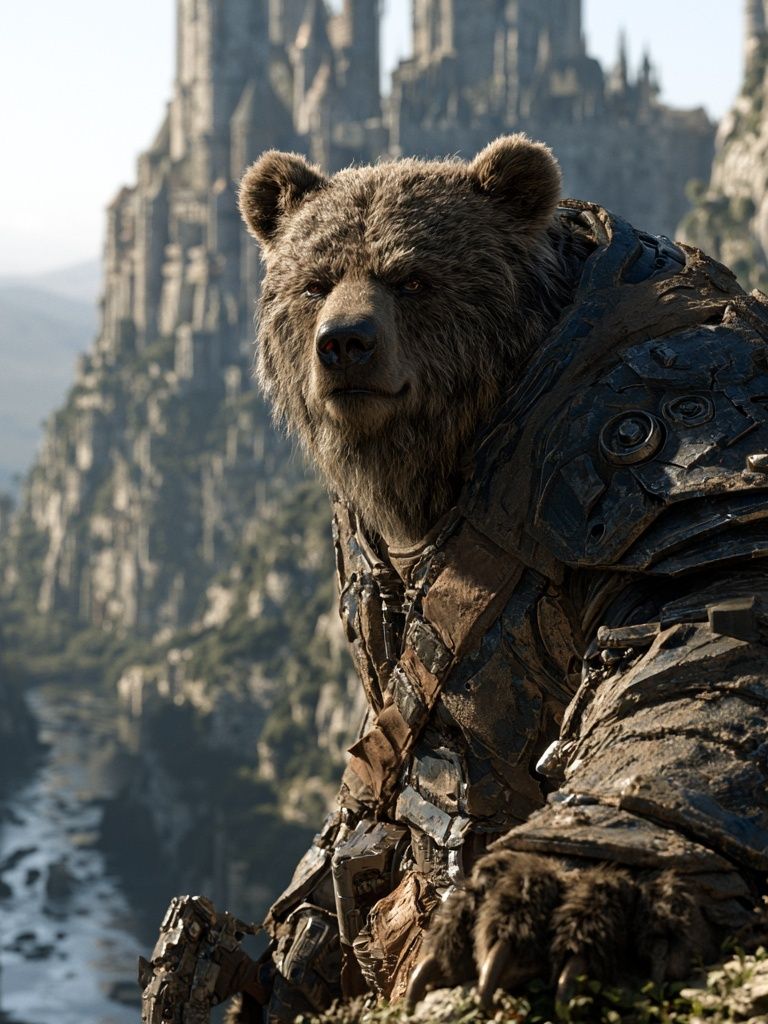 Armored Bear Fantasy Illustration Poster. poster detail