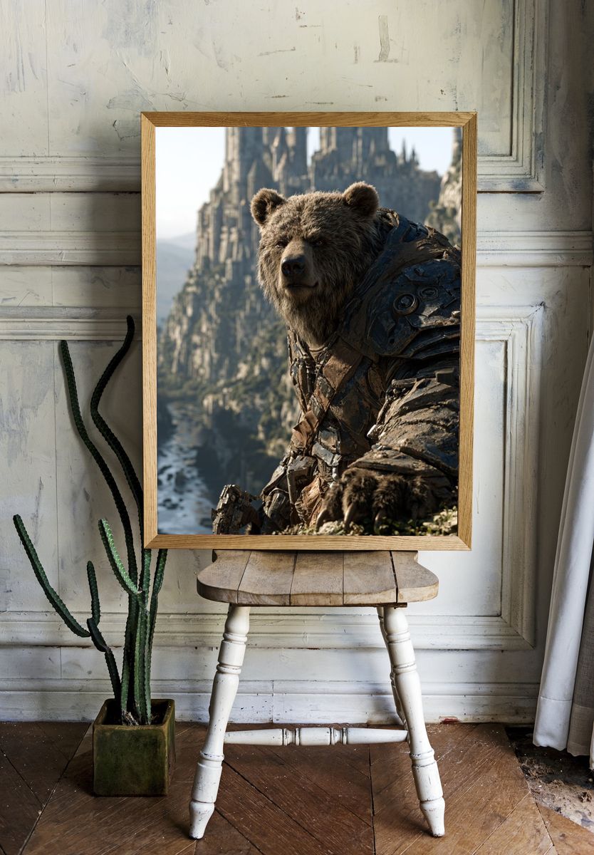 Armored Bear Fantasy Illustration Poster. — room view 1