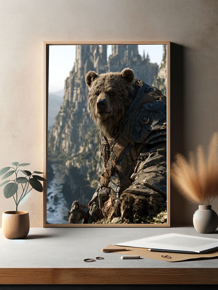 Armored Bear Fantasy Illustration Poster. — room view 2
