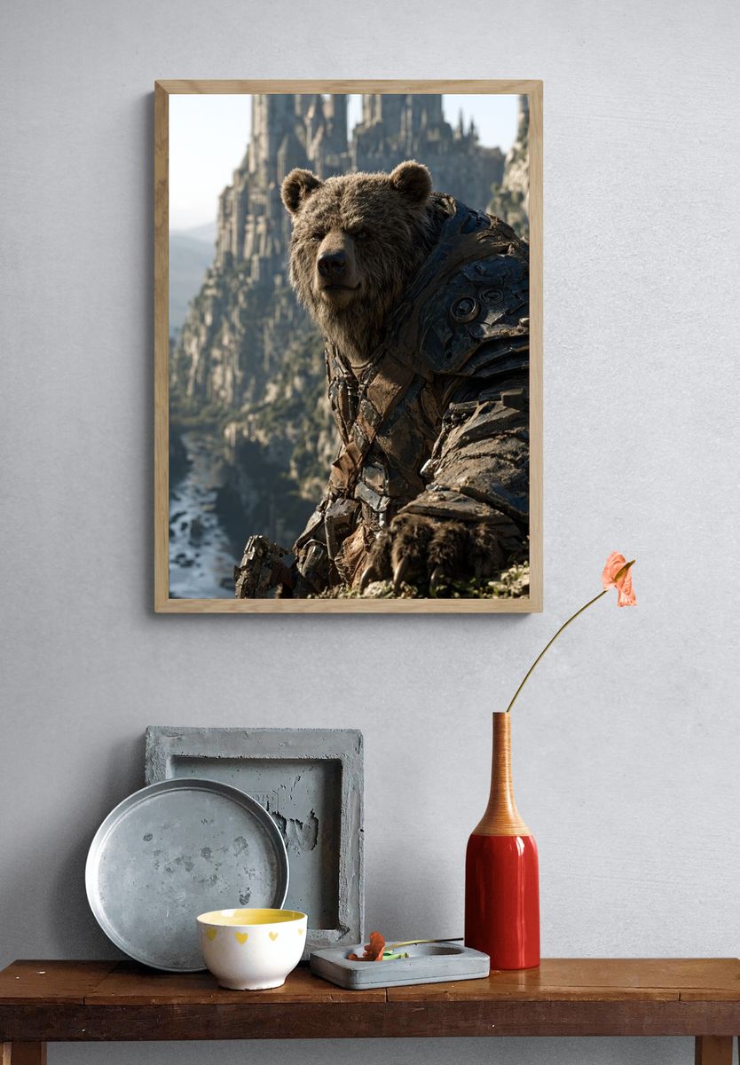 Armored Bear Fantasy Illustration Poster. — room view 3