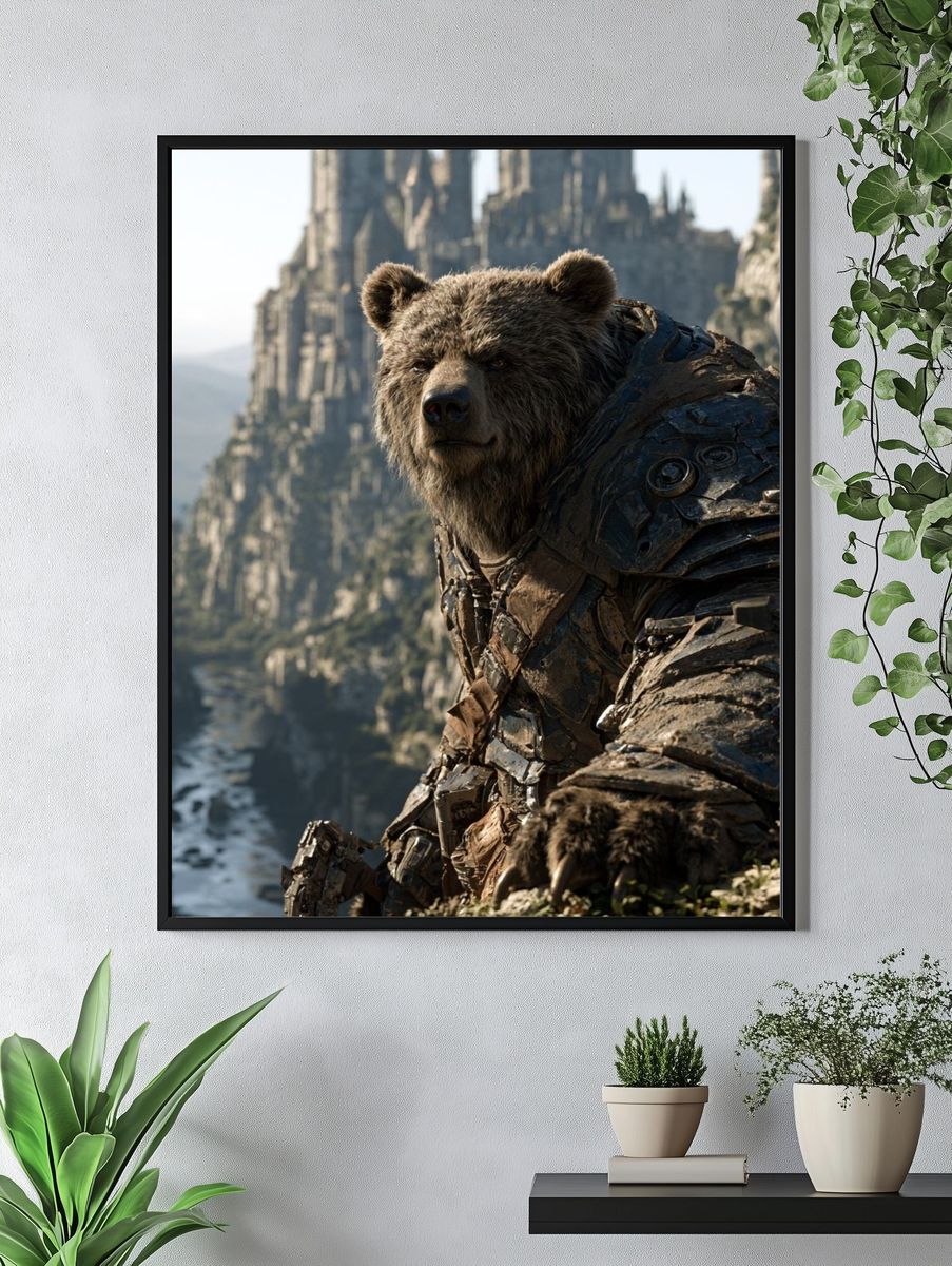 Armored Bear Fantasy Illustration Poster. — room view 4