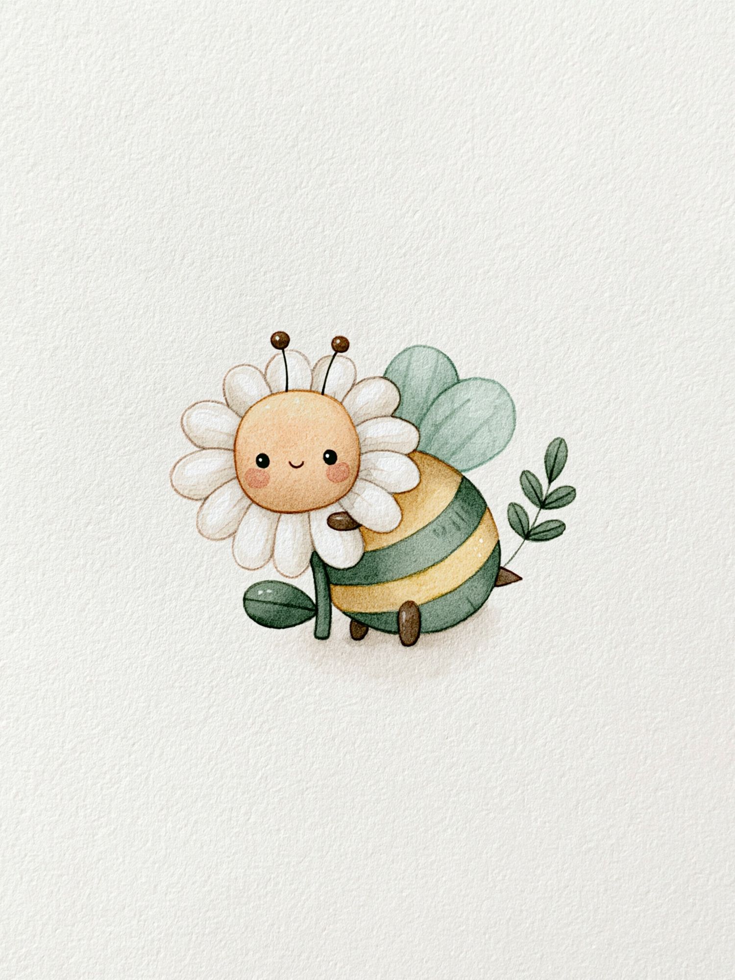 Cute Bee Watercolor Print. poster — illustration art