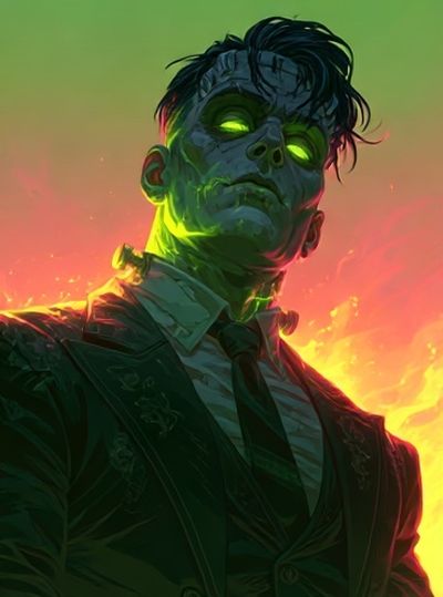 Neon Frankenstein Portrait Print. poster