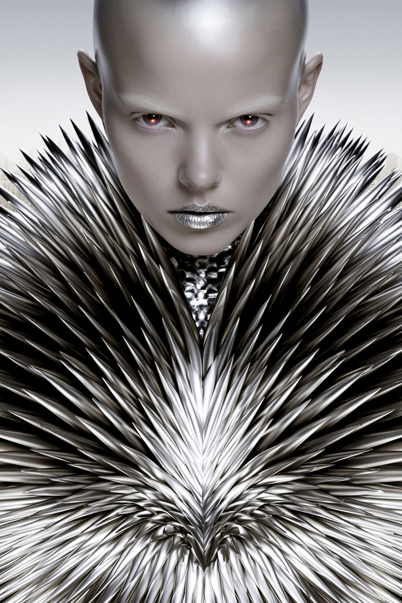 Futuristic Metallic Portrait Print. poster — illustration art