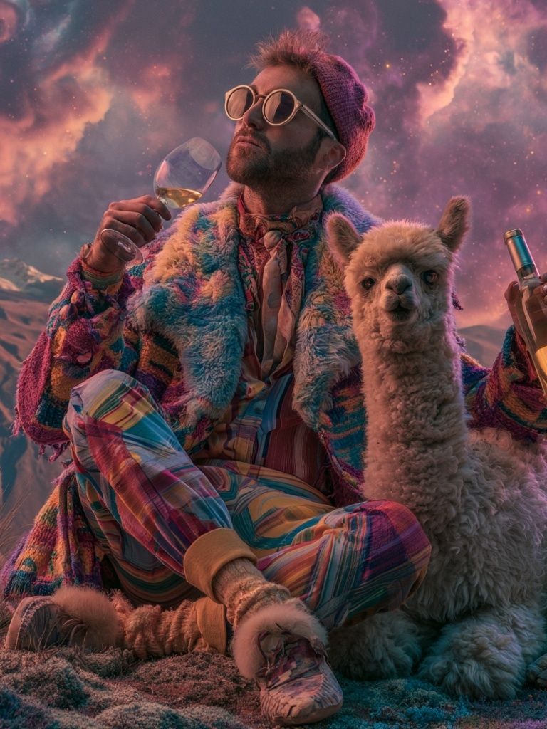 Psychedelic Alpaca Portrait Poster. poster — illustration art