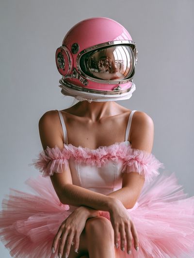 Pink Astronaut Portrait Print.