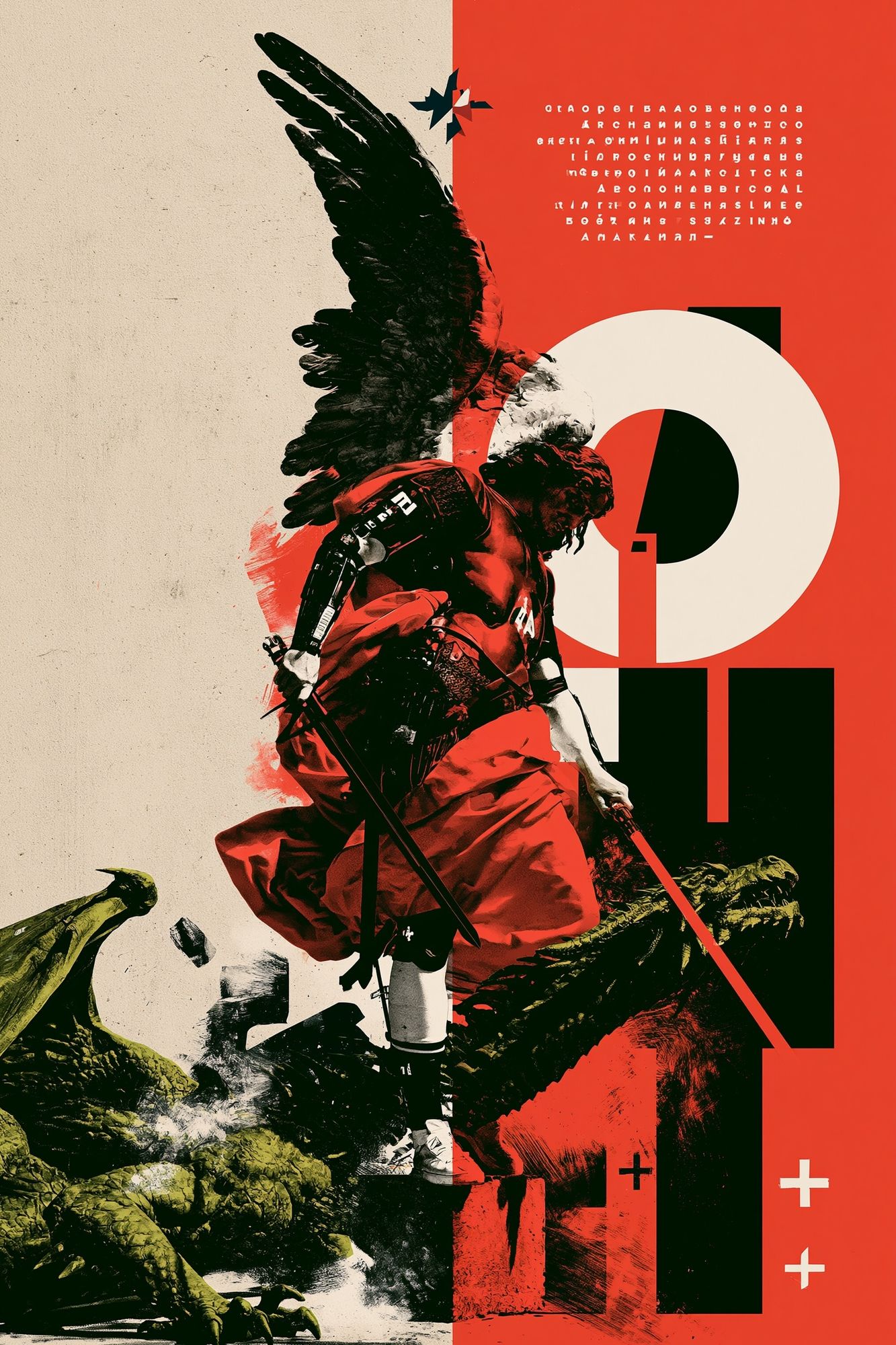 Winged Warrior Digital Art Poster. poster detail
