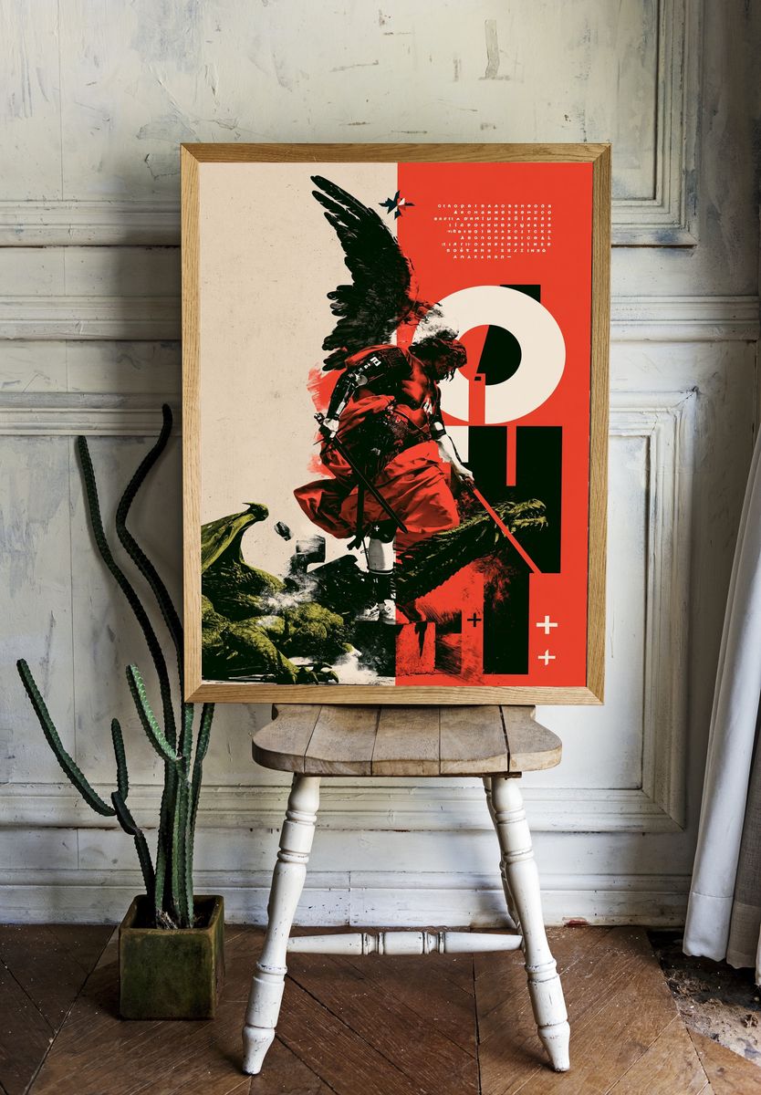 Winged Warrior Digital Art Poster. — room view 1