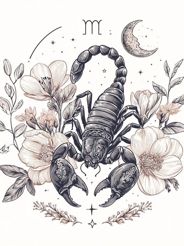 Scorpio Floral Zodiac Illustration Poster. poster — illustration art