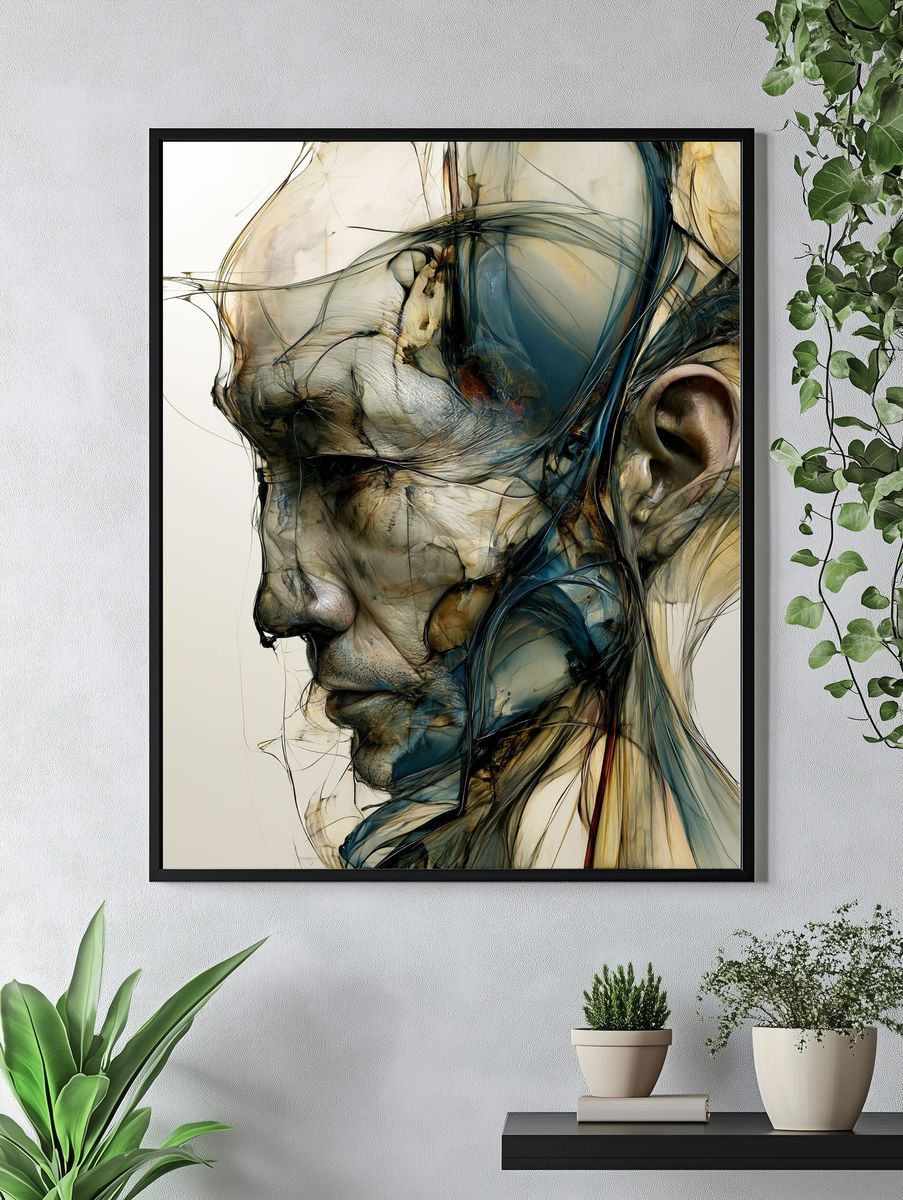 Abstract Human Profile Illustration Poster. — room view 4