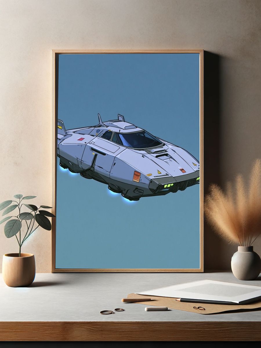 Retro Sci-Fi Hover Car Poster. — room view 2