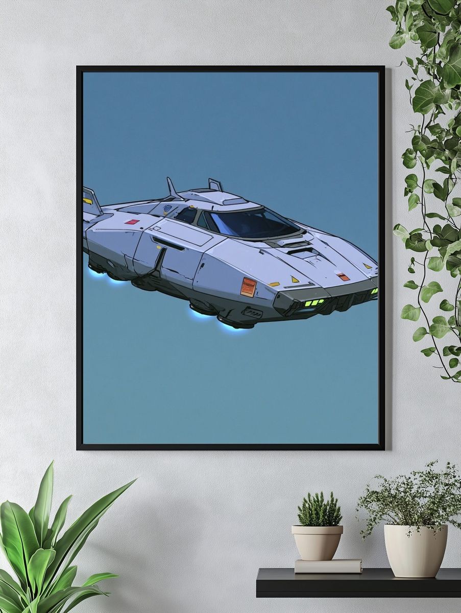 Retro Sci-Fi Hover Car Poster. — room view 4