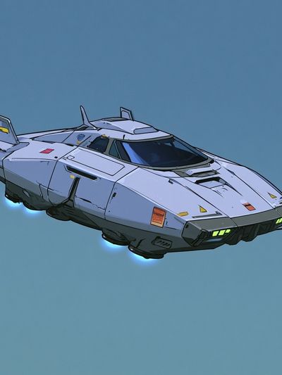 Retro Sci-Fi Hover Car Poster.