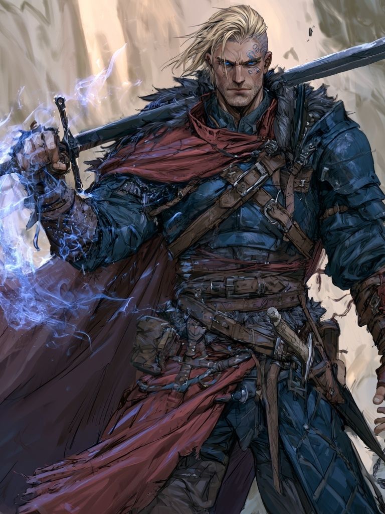 Fantasy Warrior Digital Art Poster. poster detail