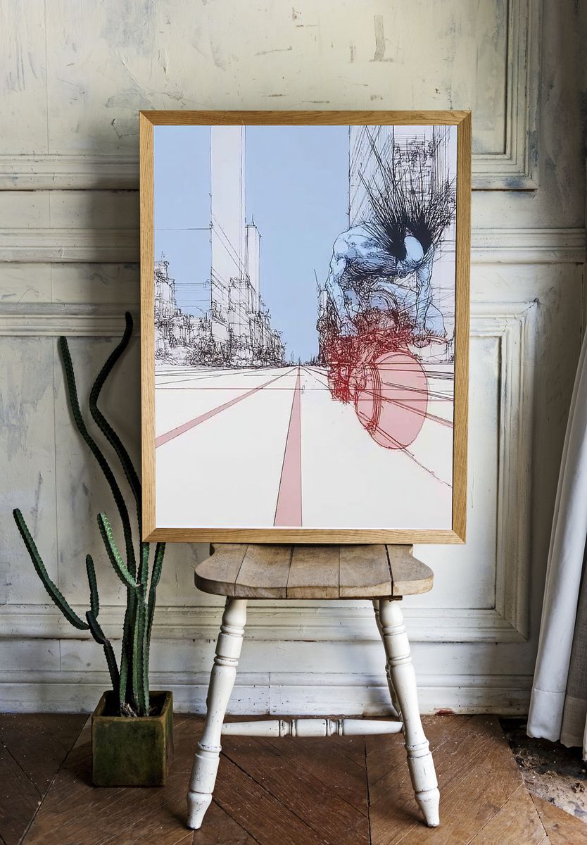 Cyclist City Sketch Poster. — room view 1