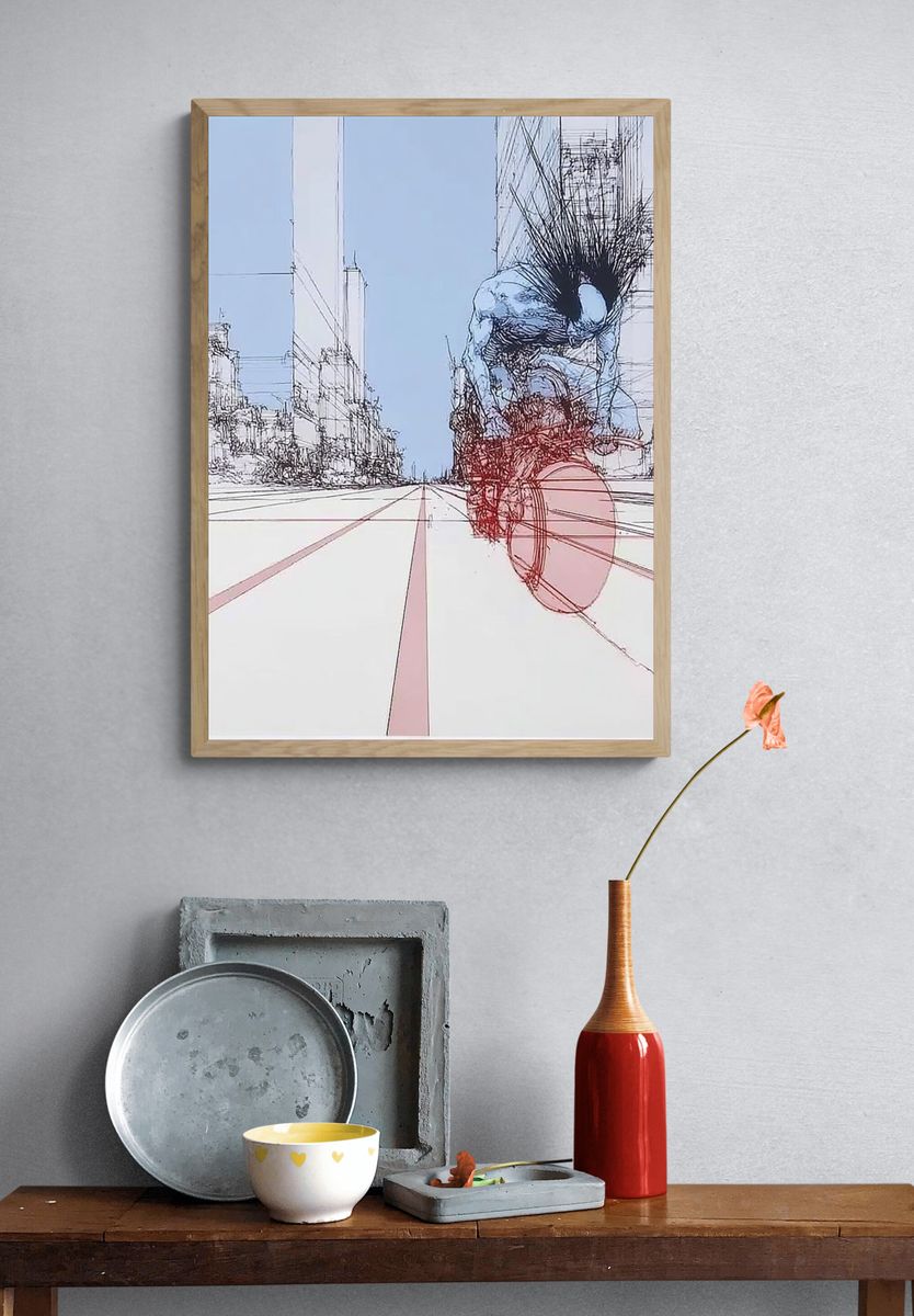 Cyclist City Sketch Poster. — room view 3