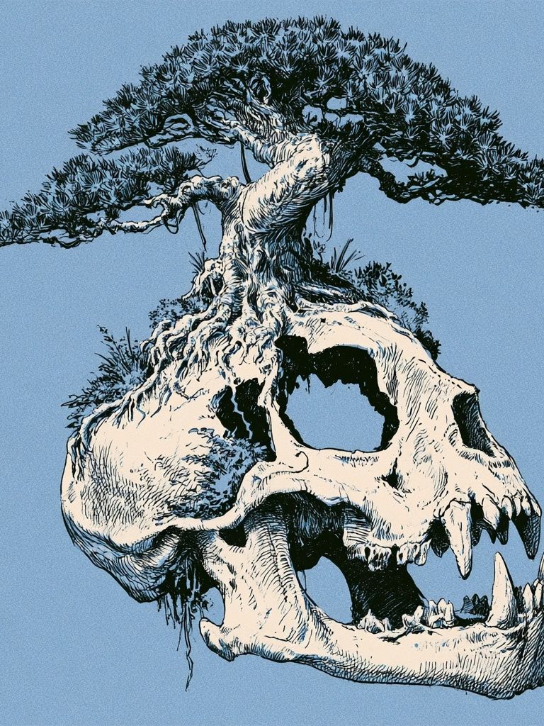 Bonsai Skull Surrealism Print. poster detail