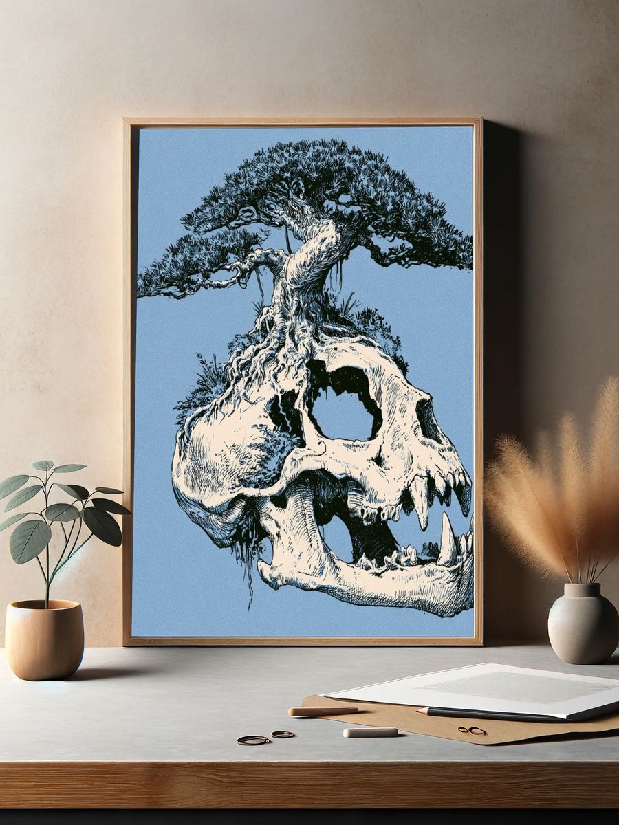 Bonsai Skull Surrealism Print. — room view 2