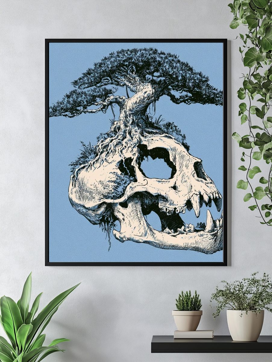 Bonsai Skull Surrealism Print. — room view 4