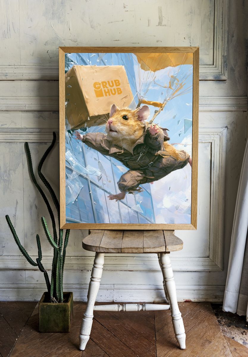 Skydiving Mouse Digital Art Poster. room preview