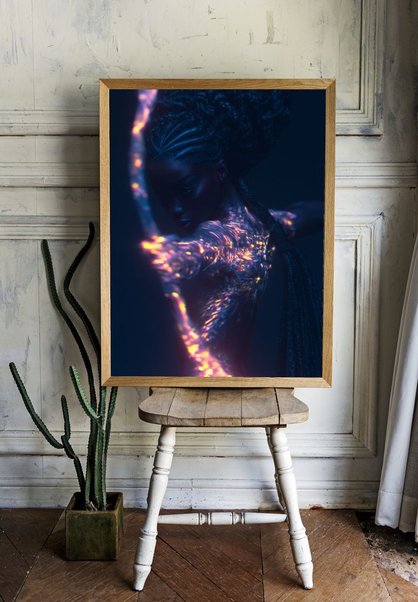 Neon Archer Portrait Print. — room view 1