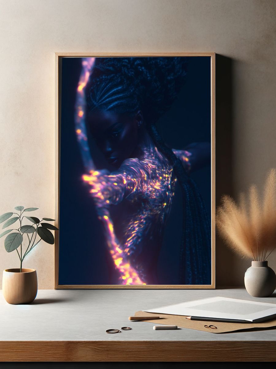 Neon Archer Portrait Print. — room view 2
